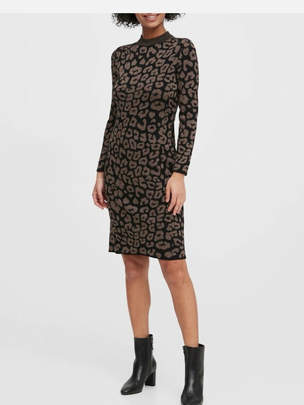Banana Republic Metallic Leopard Sweater Dress,Leopard SIZE Large NWT
